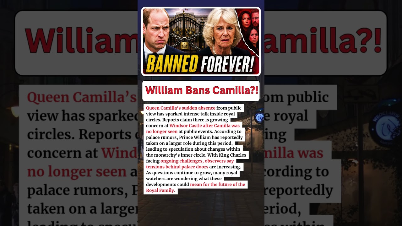 BREAKING: BANNED! 😱 Prince William Reportedly Locks Camilla Out As Palace Tensions Explode!