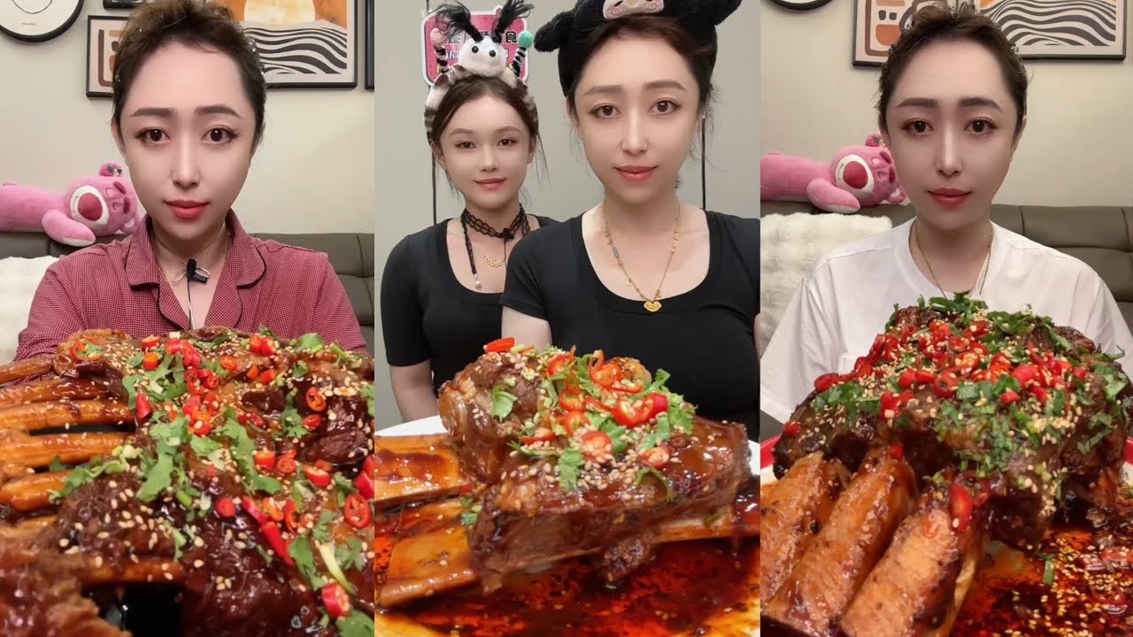 Mukbang Challenge:Eat spicy 🥵🔥 rib belly boil #mukbang #yummy #delicious 