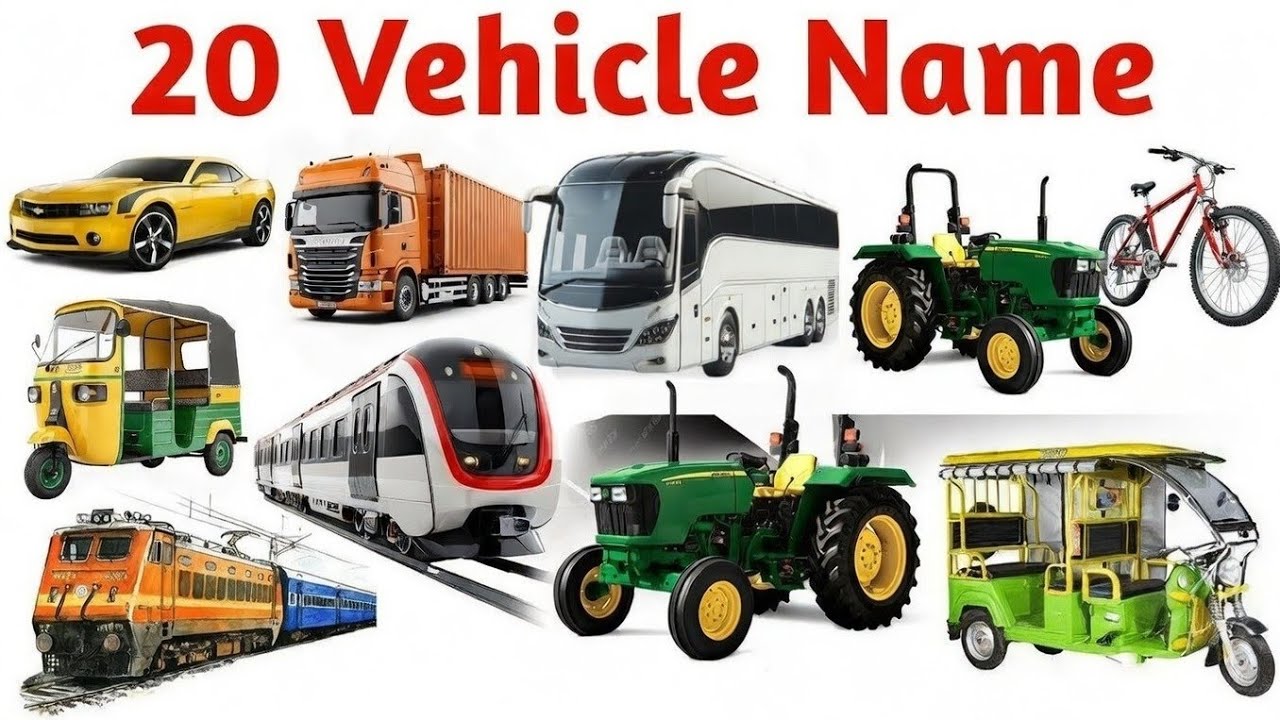 20 Vehicles Name English to हिंदी | 20 वाहनों के नाम हिंदी में | It's Study time 