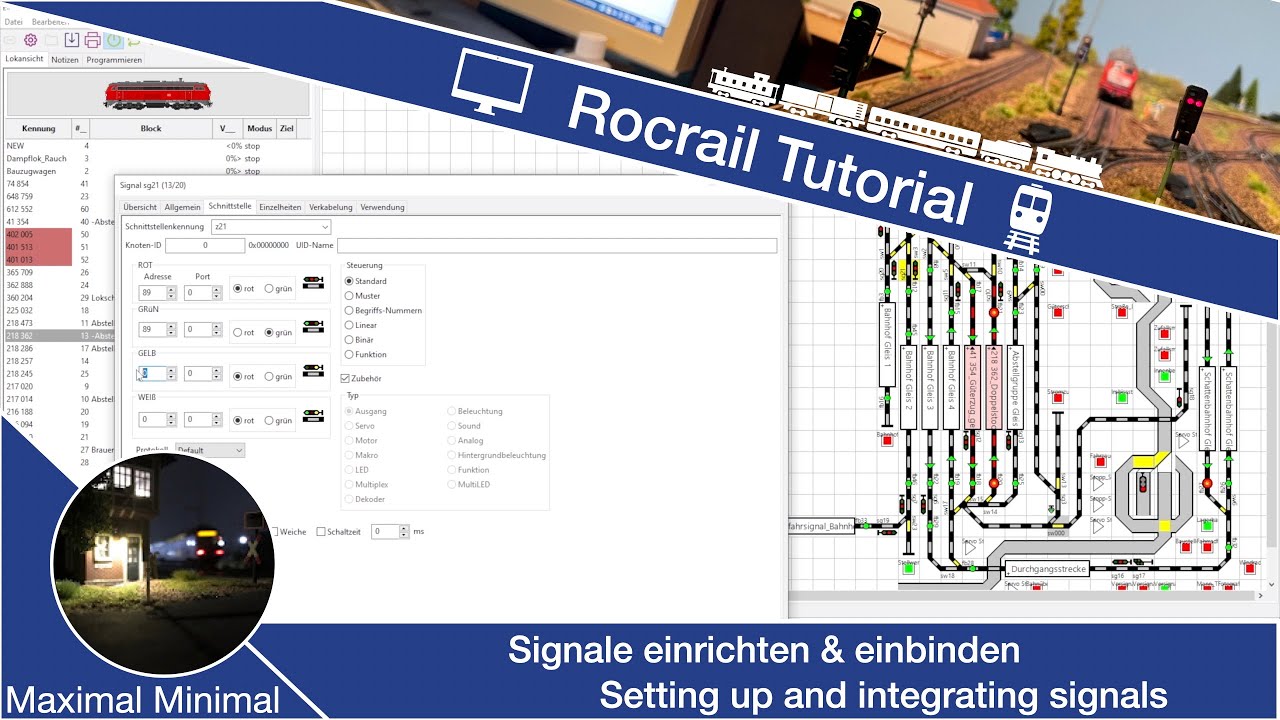 Rocrail Tutorial #3 - Signale einrichten & f&uuml;r Automatikverkehr einbinden 🚦💻