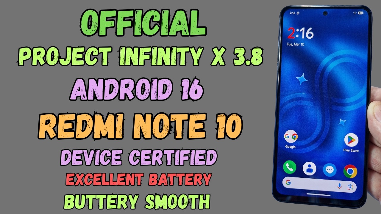 Project Infinity X Official Android 16 Redmi Note 10 #youtuber #smartphone #uk