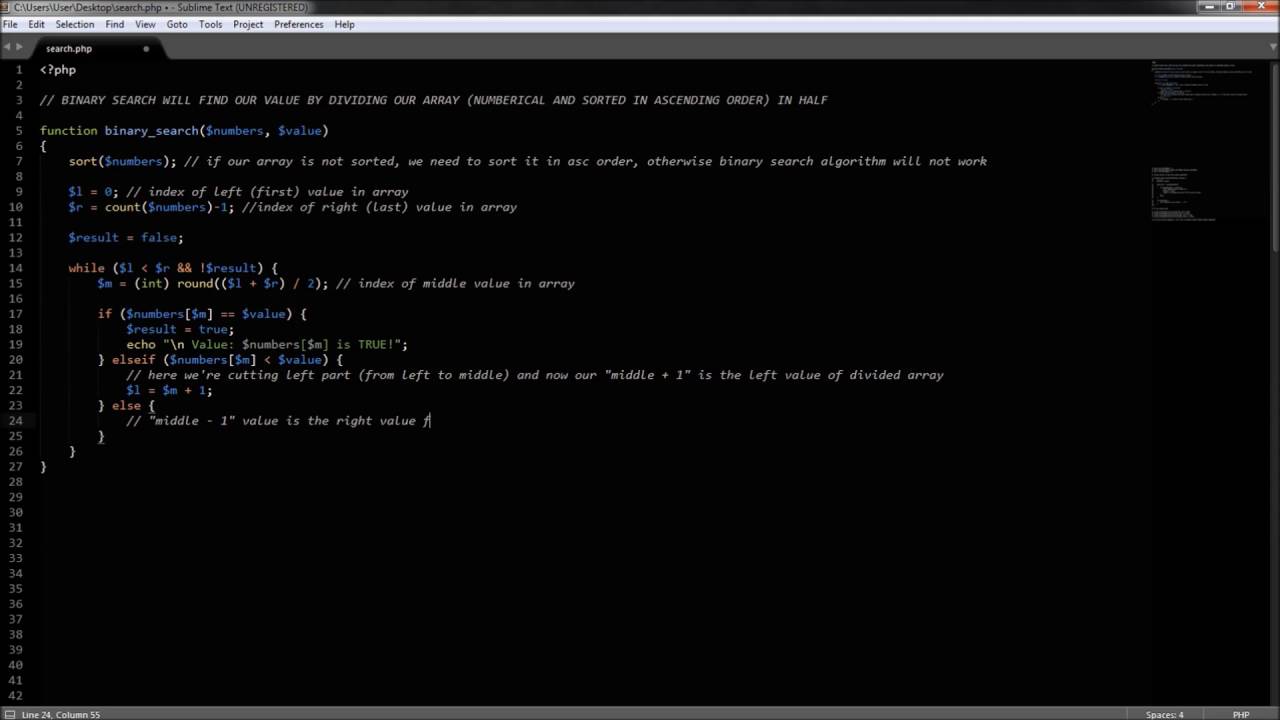 1. Linear and Binary Search Algorithms (PHP)