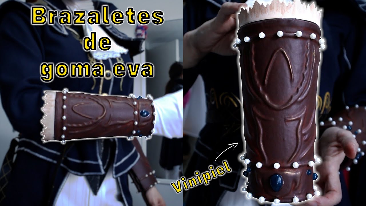 🎨¿CÓMO HACER BRAZALETES DE GOMA EVA? | TUTORIAL para tu cosplay / forrados en vinipiel | Angie 💗🧵