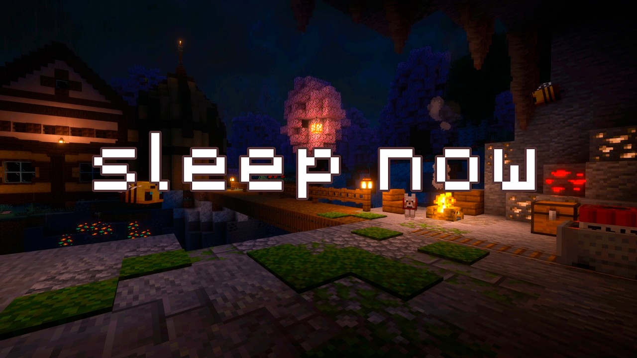 tough day..? rest... (minecraft music w soft rain & fire)