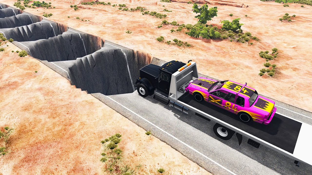 Cars vs 1000 Huge Water Potholes #1 - BeamNG Drive