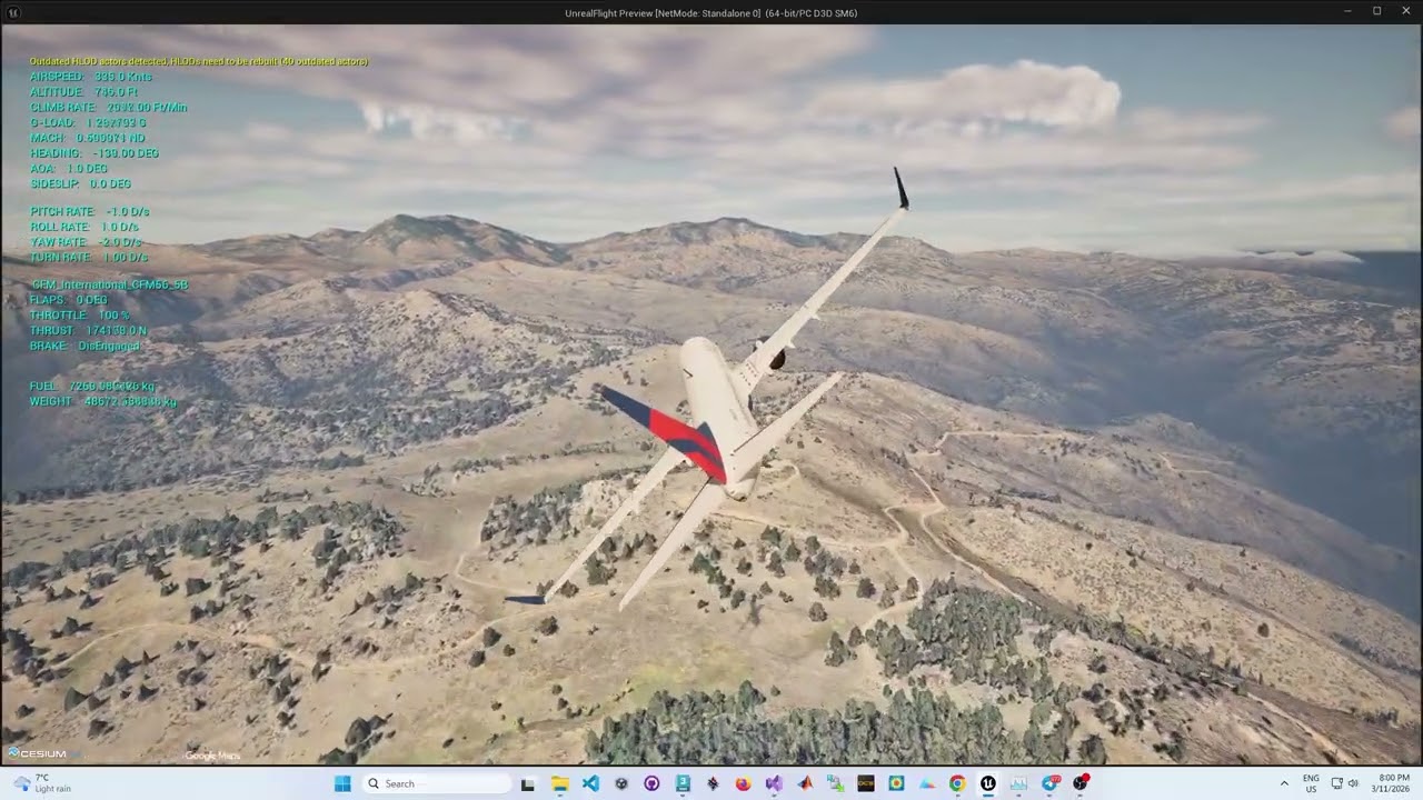 Silantro Unreal Engine 5 Flight Simulator: Boeing 737 Flight Test