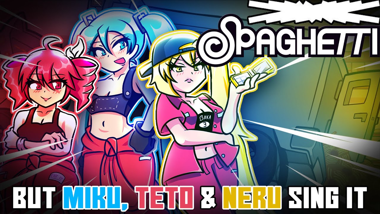 🍝 SPAGHETTI; But Miku, Teto & Neru Sing it| TRIPLE BAKA Mix [FNF COVER 💜]