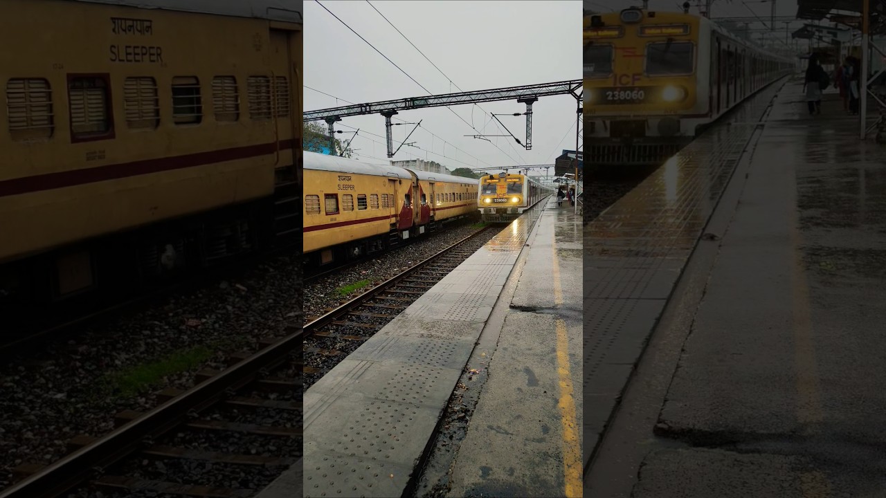 ✨ Beautiful Arriving of ICF EMU Train 💛🚂🇮🇳🔥 #shorts #short #trending #indianrailways