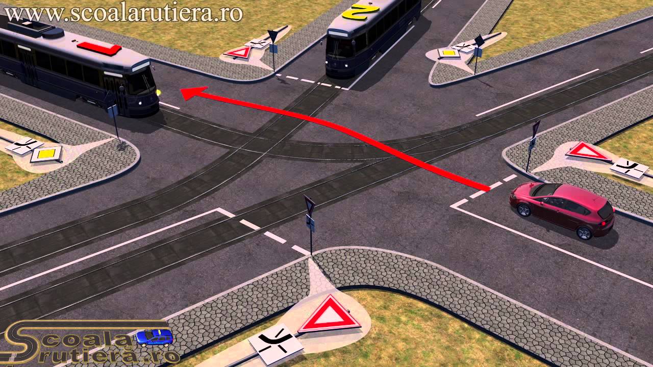 În ce ordine vor trece vehiculele prin intersecţia prezentată?