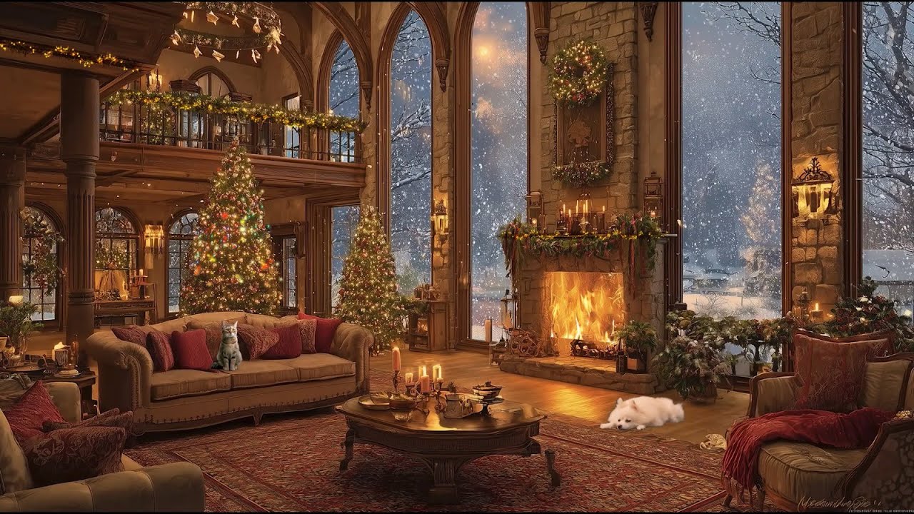 Crackling Lofi Jazz Winter Night 🔥 Cozy Fireplace Music for New Year 2026