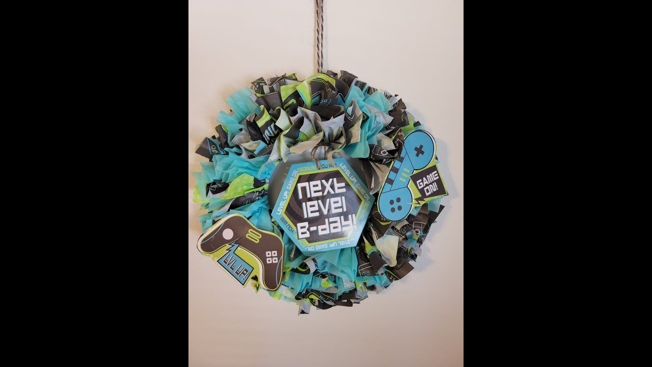 Level Up Gamers! Dollar Tree Tablecloth Wreath! Who Knew?