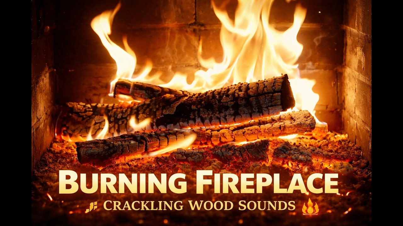 🔥 Burning Fireplace with Crackling Wood Sounds | Cozy Fire Ambience for Relaxing, Sleep & Study