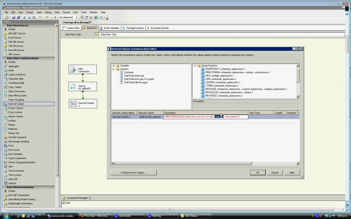 Standardising date formats in SSIS using SubString, Findstring & Right Expressions. Part 3 of 3.
