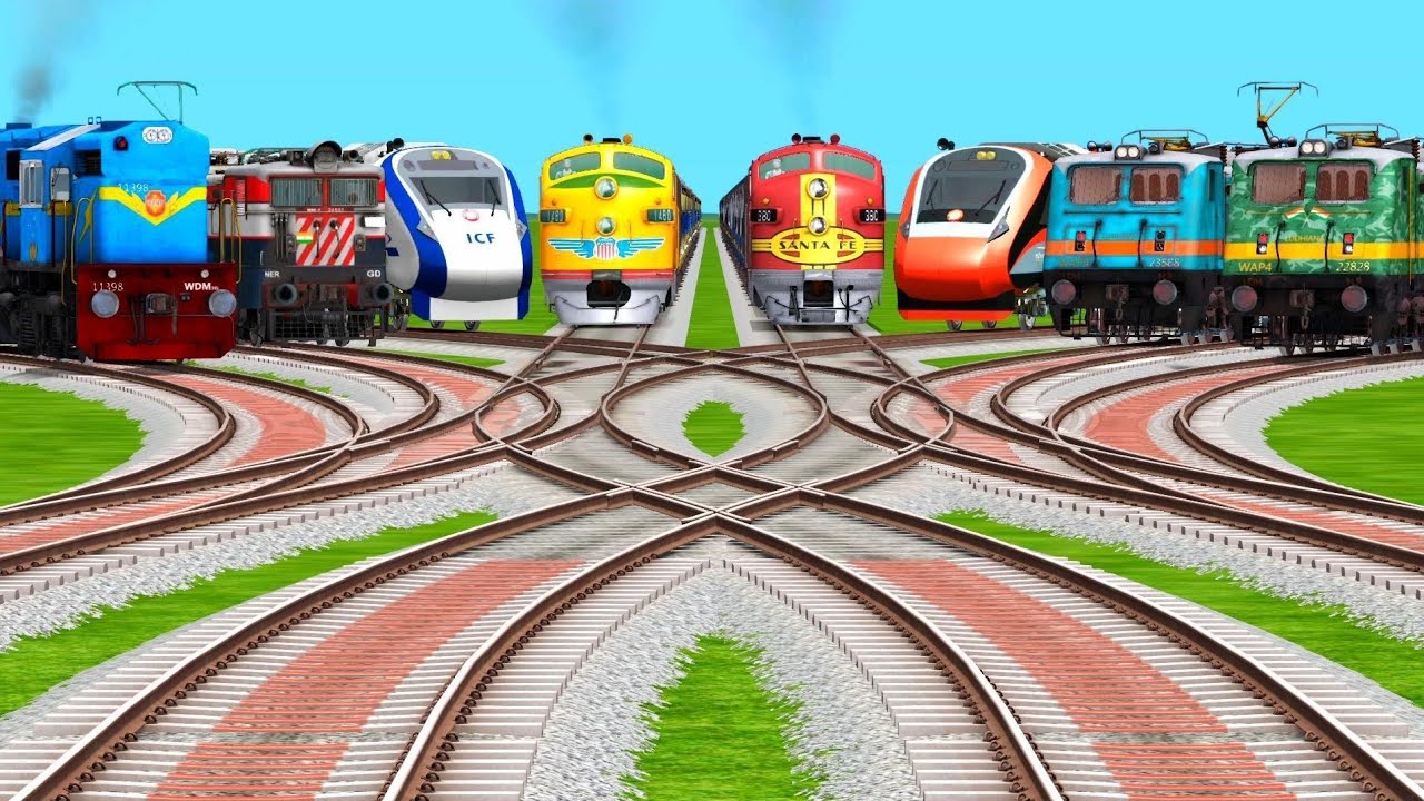 8 Best Realistic Train Crossings At Curved Branched Railroad Tracks | train videos indian railways