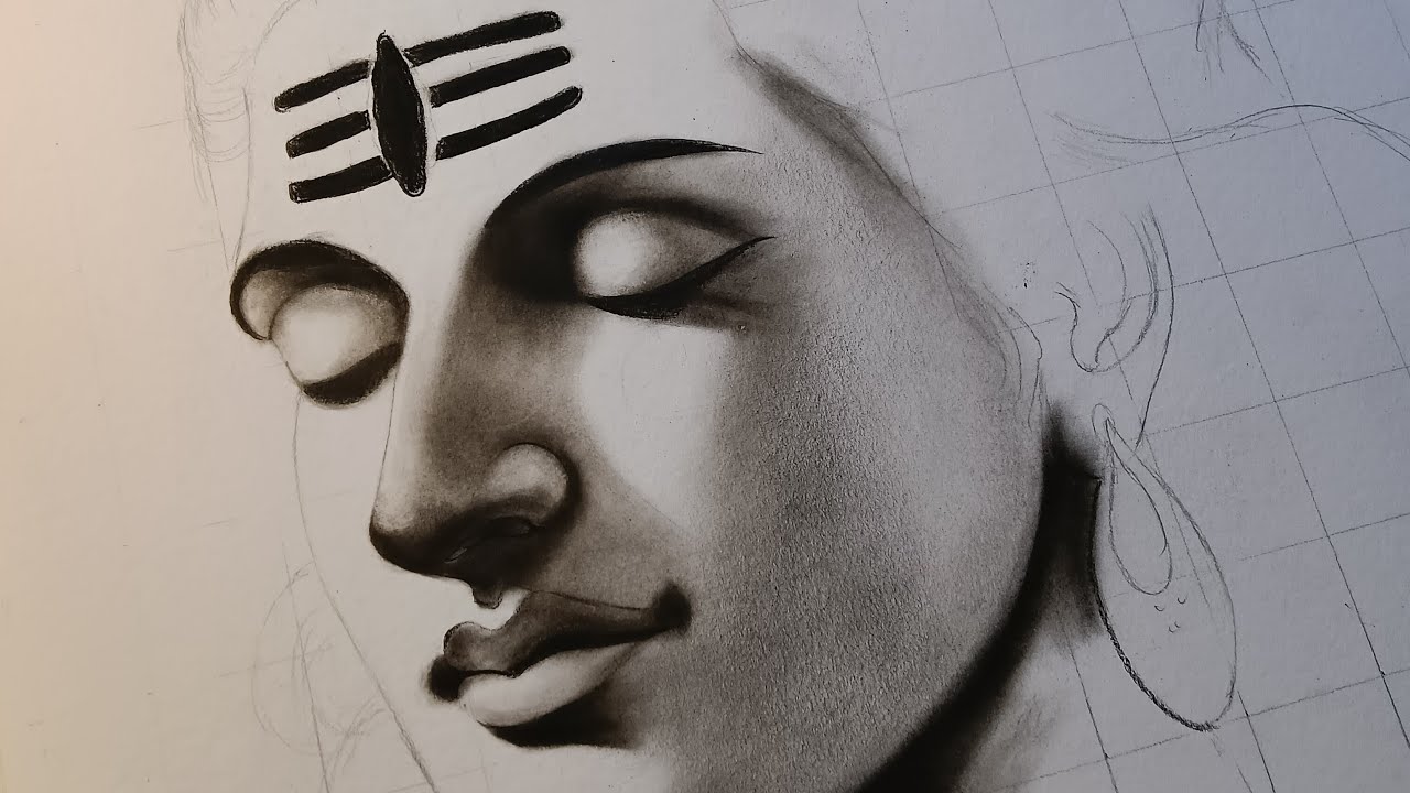 ✨ welcome to my channel ✨ Mahadev drawing with charcoal powder Step_by_Step #mahashivratri