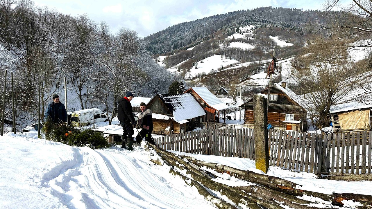 Carpathian Village Life ❤️ Real rural everyday life of men on the farm 🏔️❄️🐄🔥