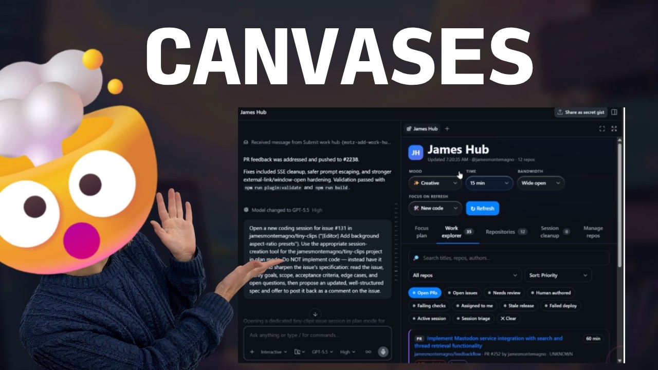 Canvases в приложении GitHub Copilot: хаб, действия, автоматизация и многое другое