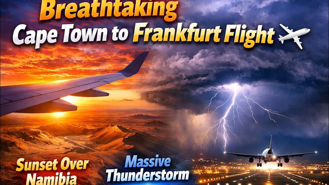 Breathtaking Cape Town to Frankfurt Flight ✈️ | Sunset Over Namibia, Thunderstorm & Epic Landing!