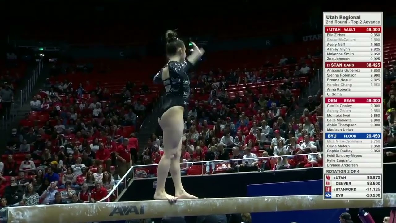Мэдисон Ульрих, бревно 9,85, Денвер – Солт-Лейк-Сити, региональный полуфинал, 4-3-25