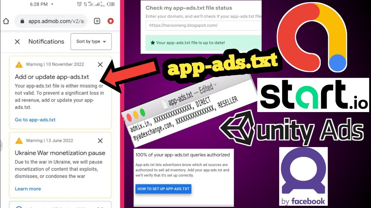 Как настроить app-ads.txt для вашего приложения во всех рекламных сетях — Admob, Start.io, Unity Ads
