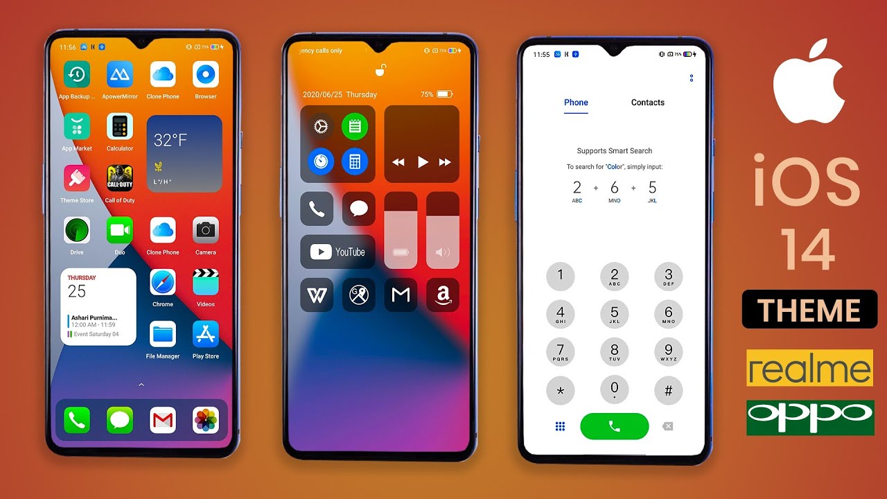 iOS 14 theme with iOS widgets for Realme and Oppo devices