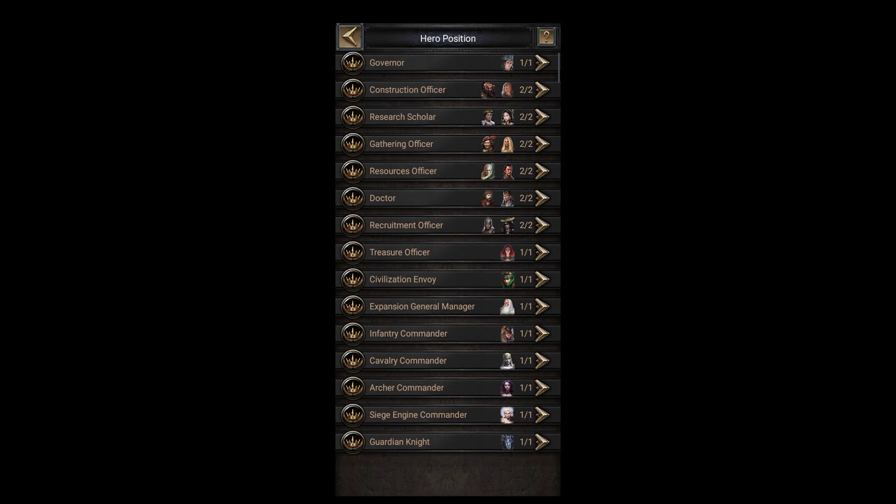 Clash of Kings: Upgrade Hero Position Commander.