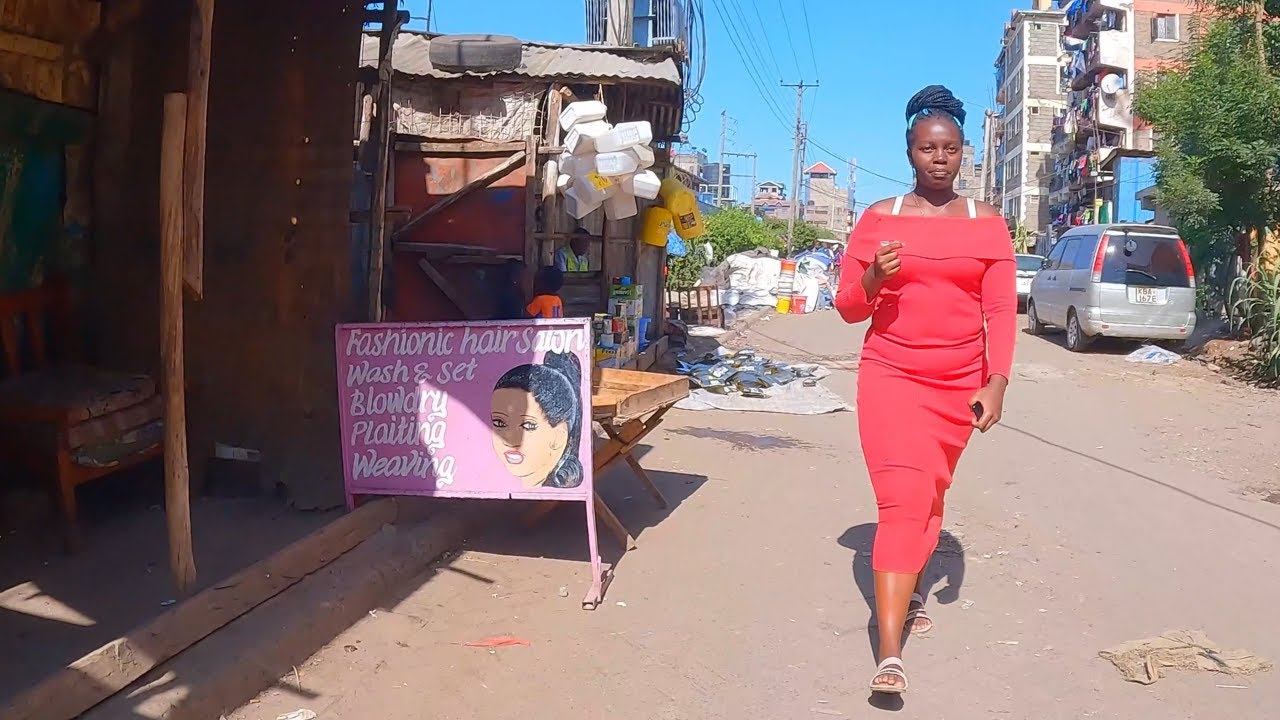 A LOCAL NEIGHBOURHOOD IN KENYA AFRICA, KIAMAIKO IN NAIROBI KENYA, 4K STREET WALK