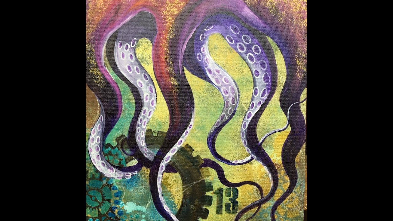Steam Punk Kraken Acrylic Painting on Canvas for Beginners | TheArtSherpa
