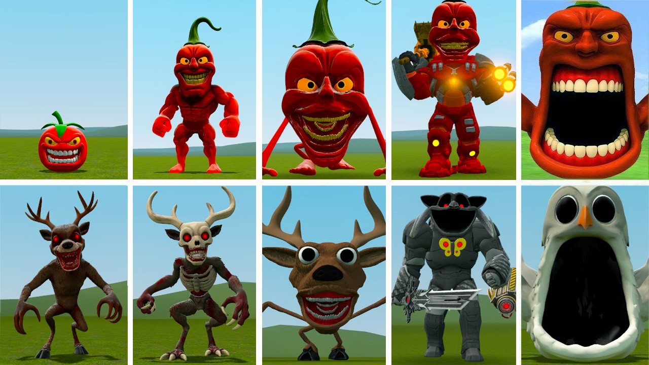 ALL NEW EVOLUTIONS OF MONSTER KING PEPPER DINDUN VS MONSTER KING CURSED DEER IN GARRY'S MOD !