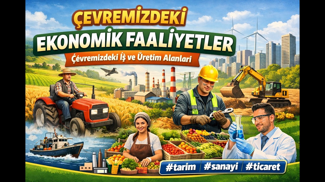 Çevremizdeki Ekonomik Faaliyetler | Tarım, Sanayi ve Ticaret Nedir? 🌍 Kolay Anlatım