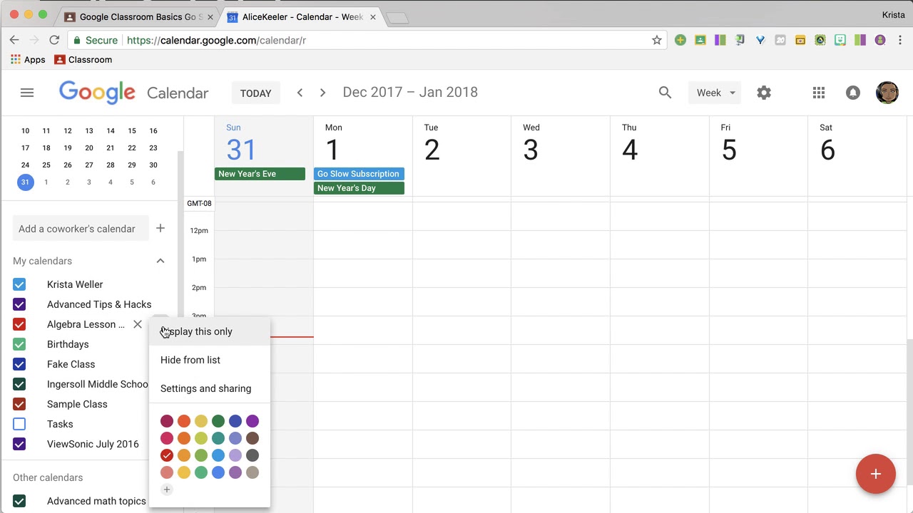 Google Calendar: Create a Lesson Planning Calendar p1