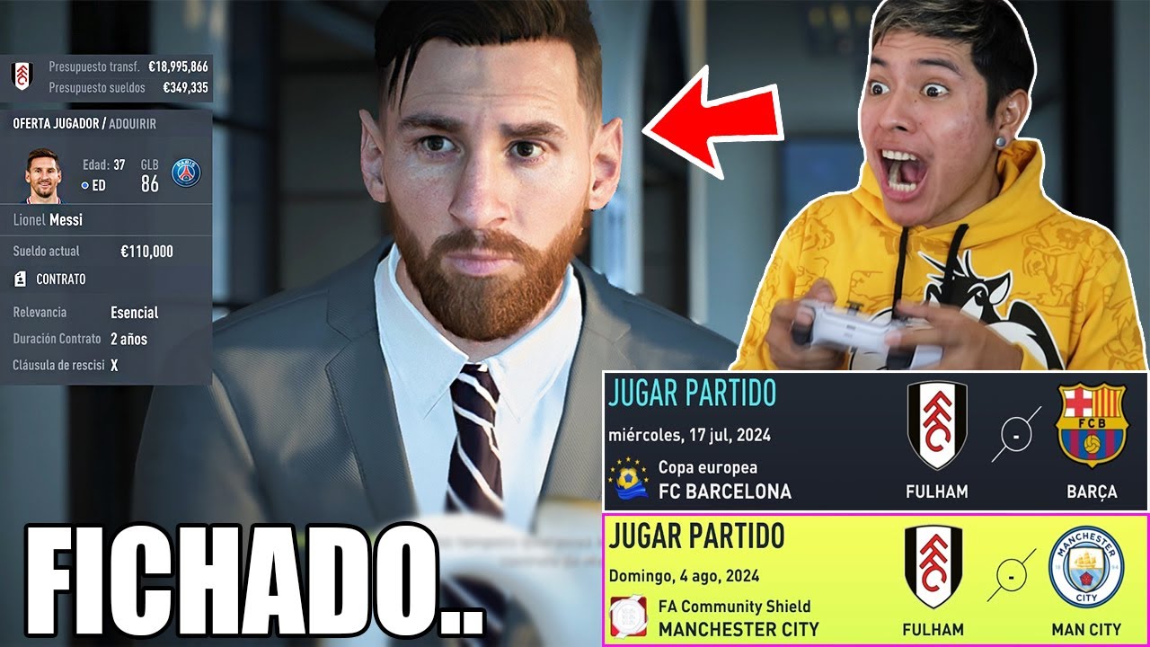 HE FICHADO A MESSI PARA EL FULHAM en MODO CARRERA 😱 *Jugamos 2 FINALES*