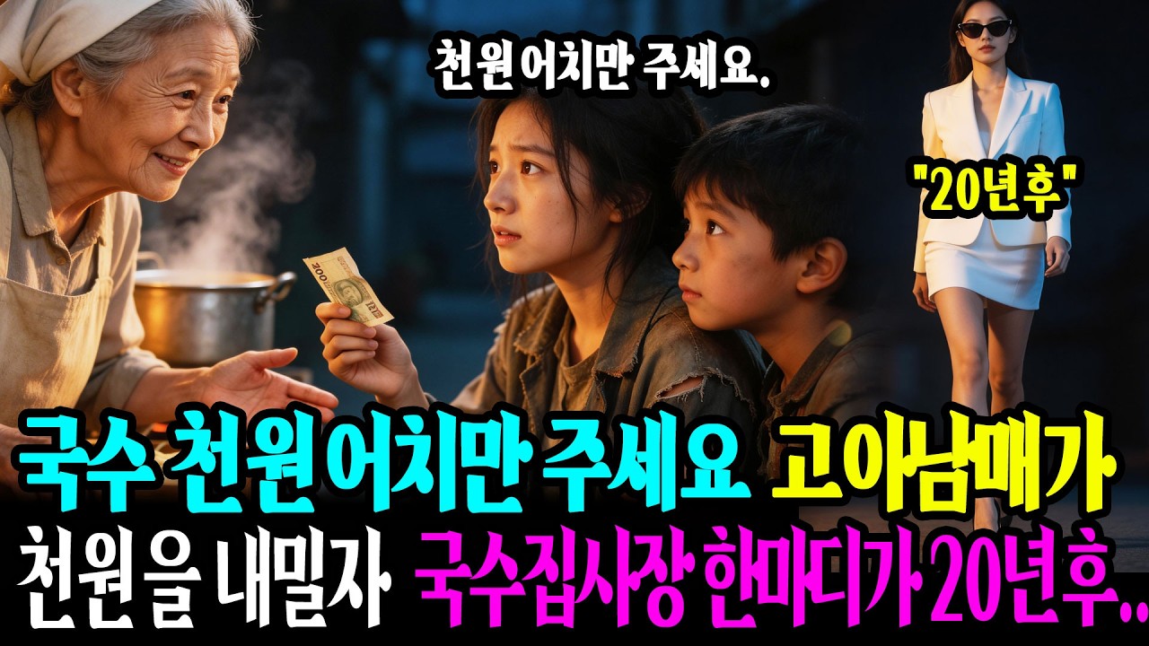 국수 천원어치만 주세요. 고아남매가 천원을 내밀자 국수집사장 한마디가 20년후..ㅣ오디오북ㅣ사연라디오ㅣ감동사연