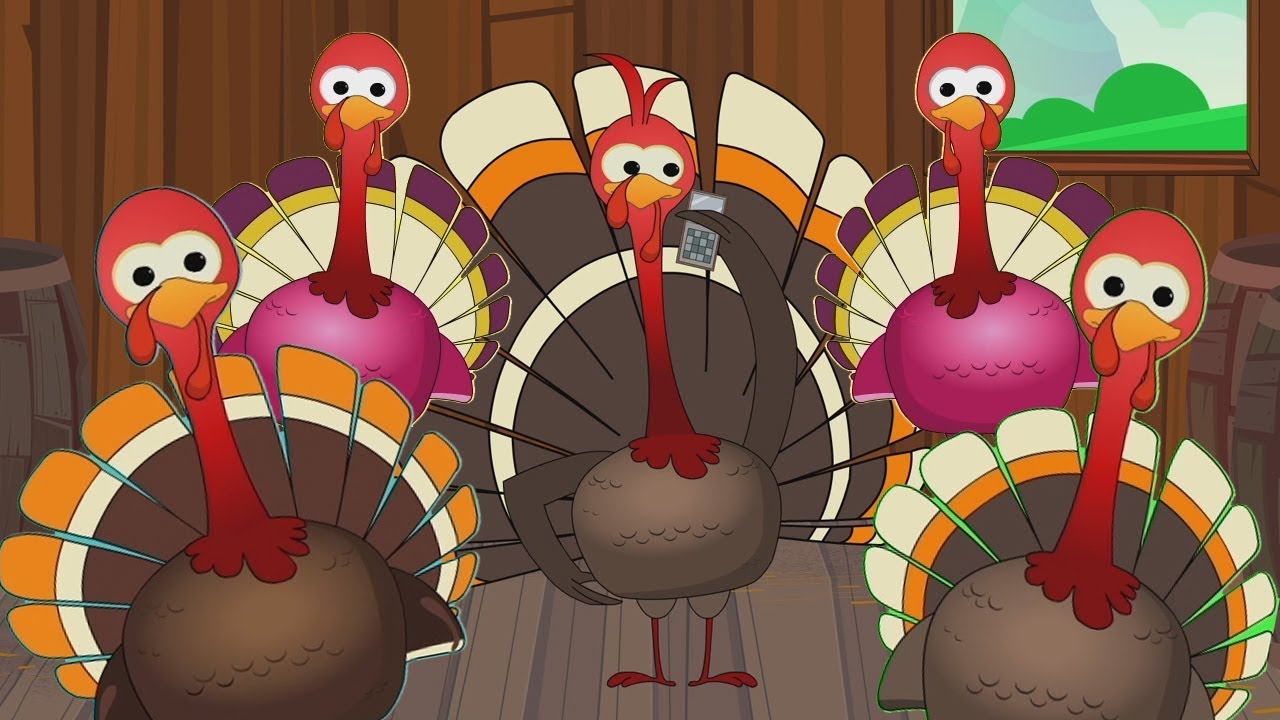 cinco pequenos perus | canção de ação de graças | Five Little Turkeys | Kids Rhymes Português