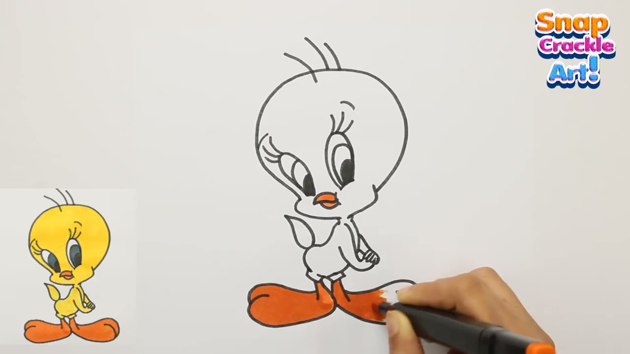 How To Draw Tweetie Bird Step By Step | Looney Tunes