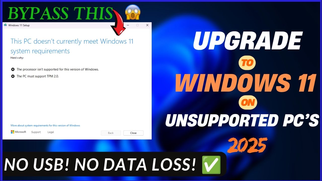 Upgrade to Windows 11 from  Windows 10 on Unsupported Hardware Without Losing Data | New Method 2025