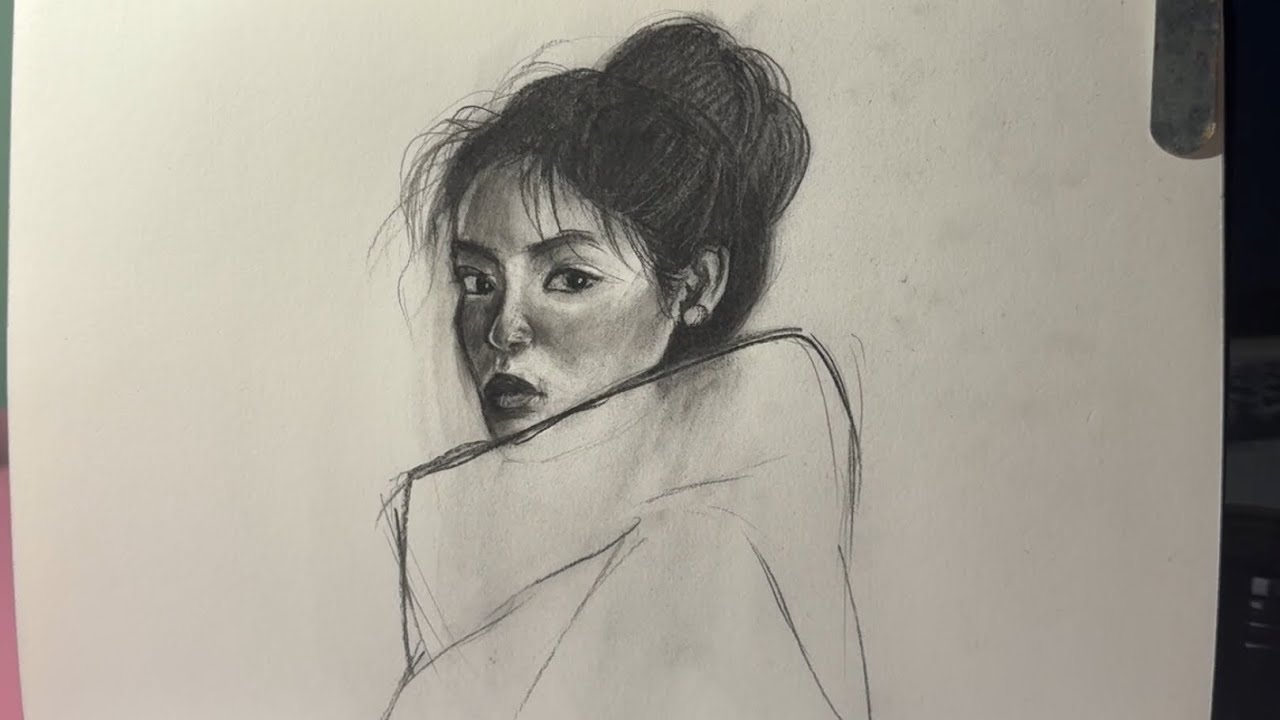 Charcoal portrait drawing | charcoal tutorial 