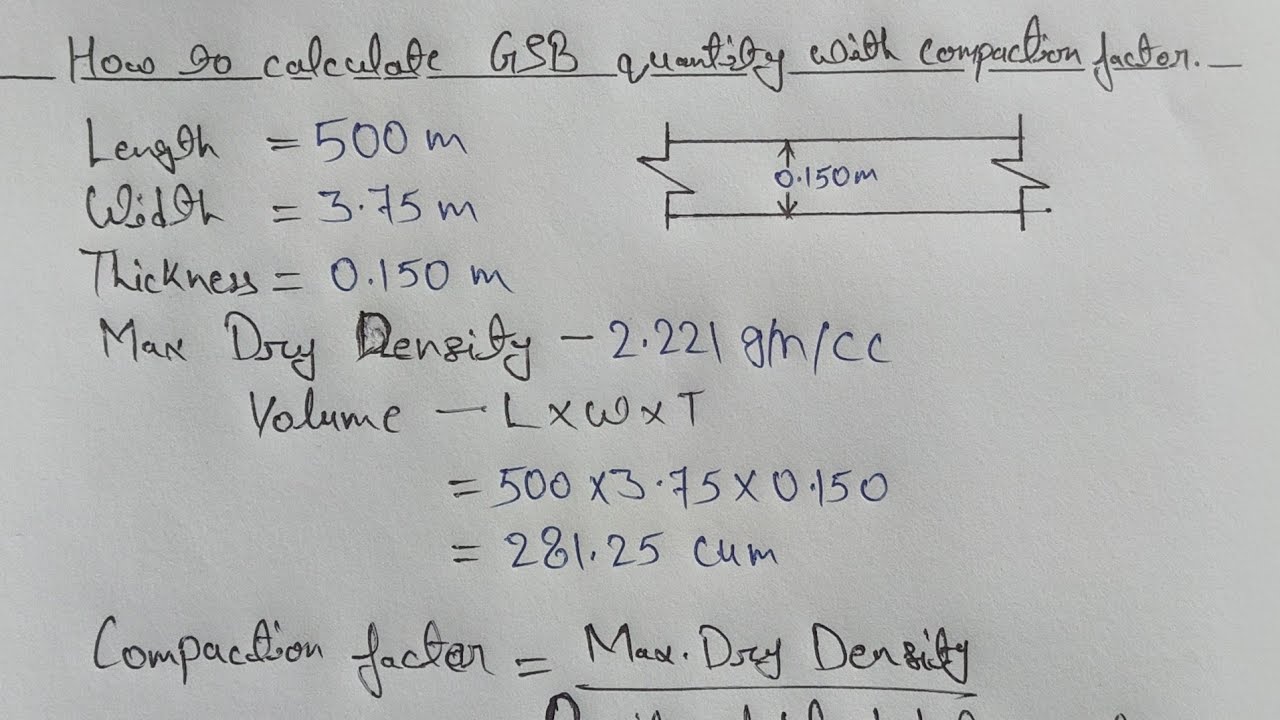 How to Calculate GSB Quantity with Compaction Factor | Road Construction GSB Layer Calculation |
