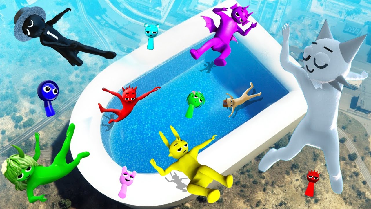 GTA 5 Incredibox Sprunki Team Jumping Ragdolls into Water! [Funny Moments]