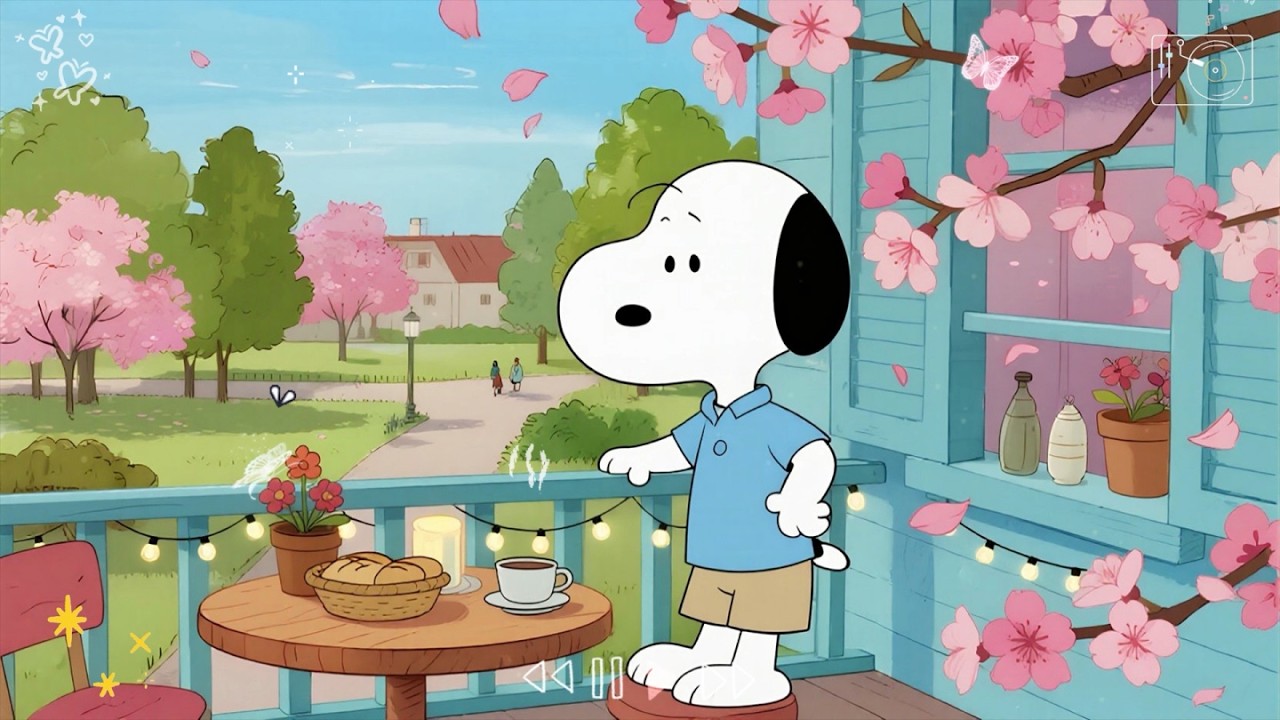Snoopy’s Spring Balcony Café 🌸 Relaxing Smooth Jazz for Study, Work & Chill