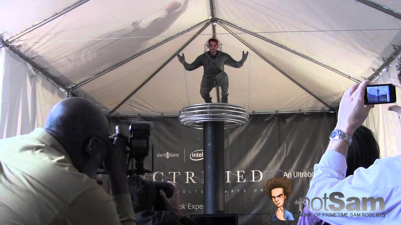 David Blaine Electrified - Rehearsing Stunt, Shooting Lightning