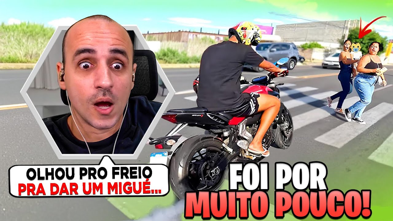 QUASE ACERTOU A PEDESTRE NA FAIXA - React SUSTOS DE MOTO (EP. 243)
