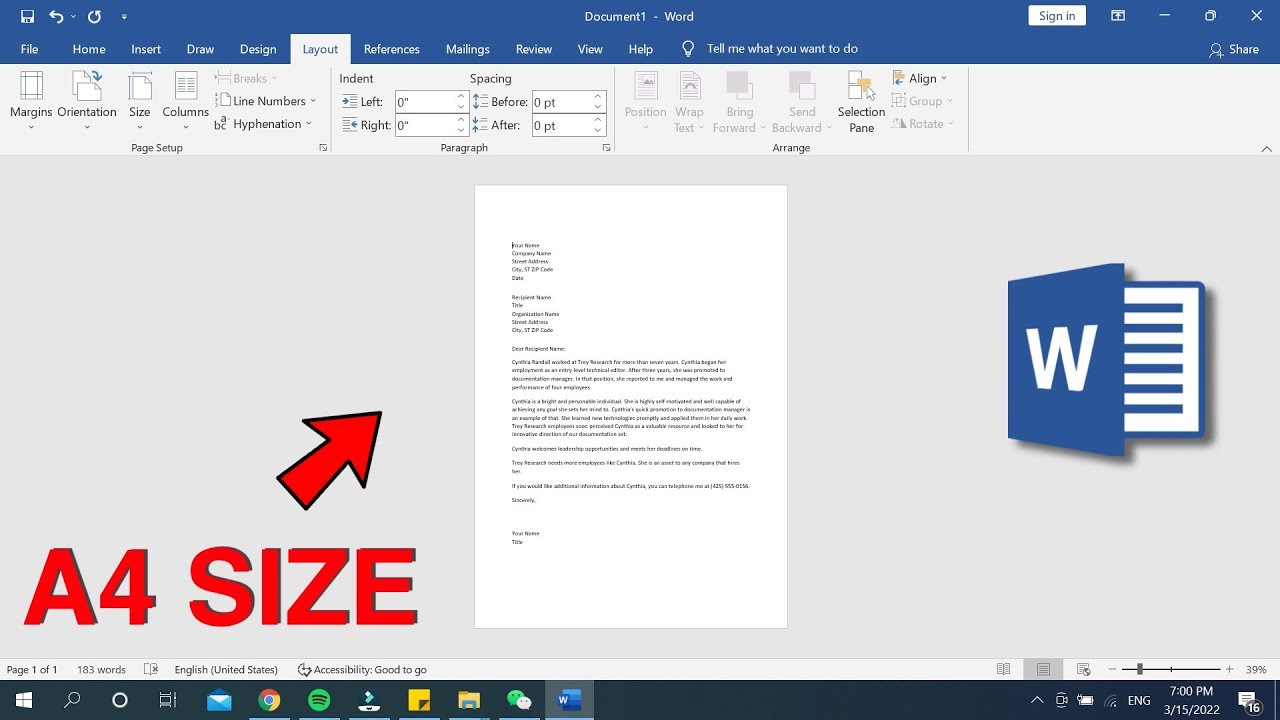 Как установить формат страницы A4 в MS Word