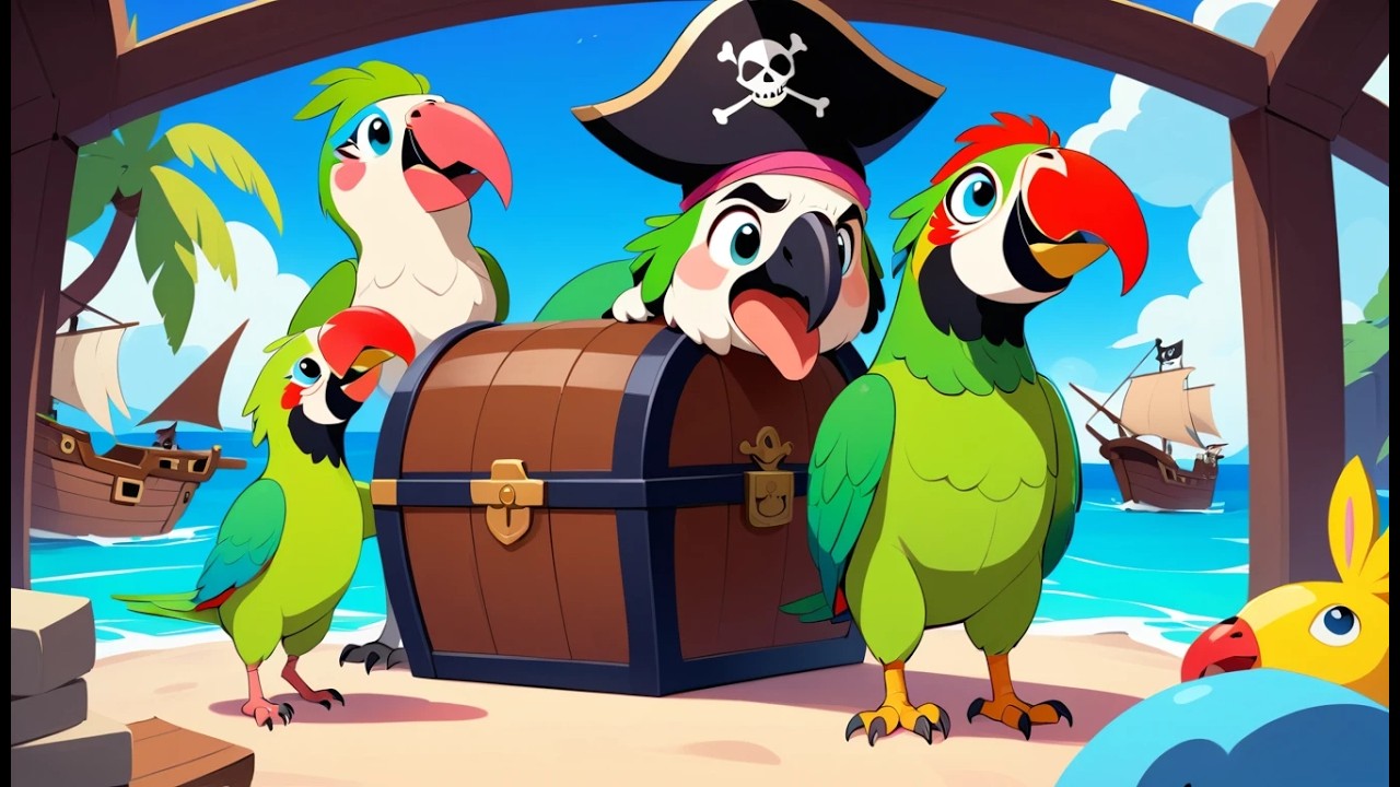 Le perroquet pirate trouve une carte au t