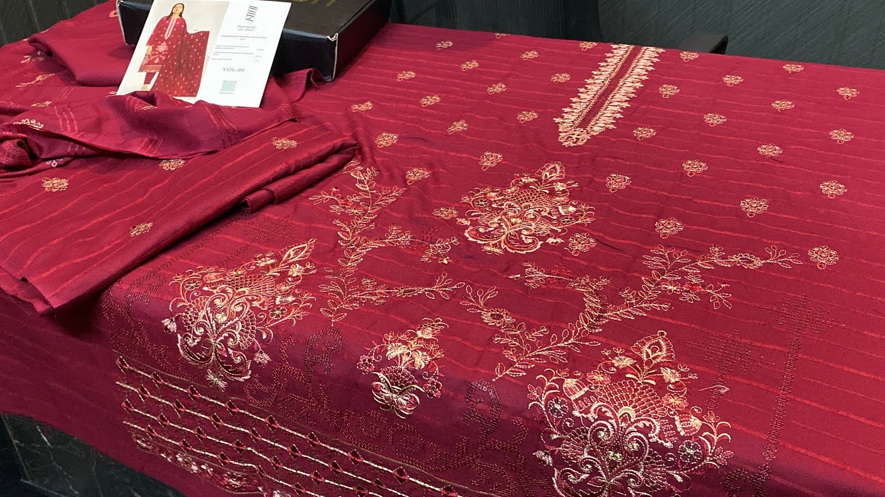 Rangon Peach Dhnak Lexury Embroiderey | Velvet Dhnak Embroidery Shawl Winter Collection | Upto50%OFF