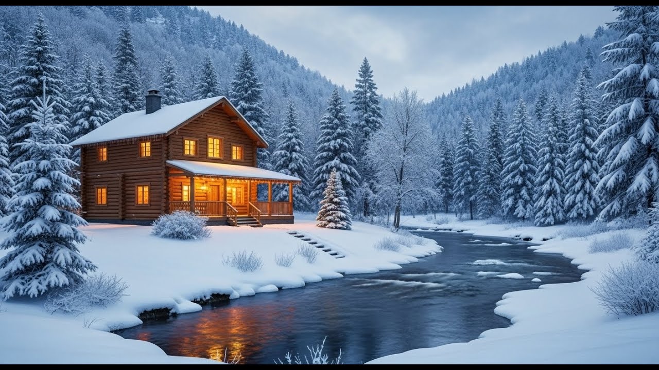 Winter Nature Sounds ❄️🔥 Warm Lakeside Cabin Ambience for Sleep, Meditation & Relaxation