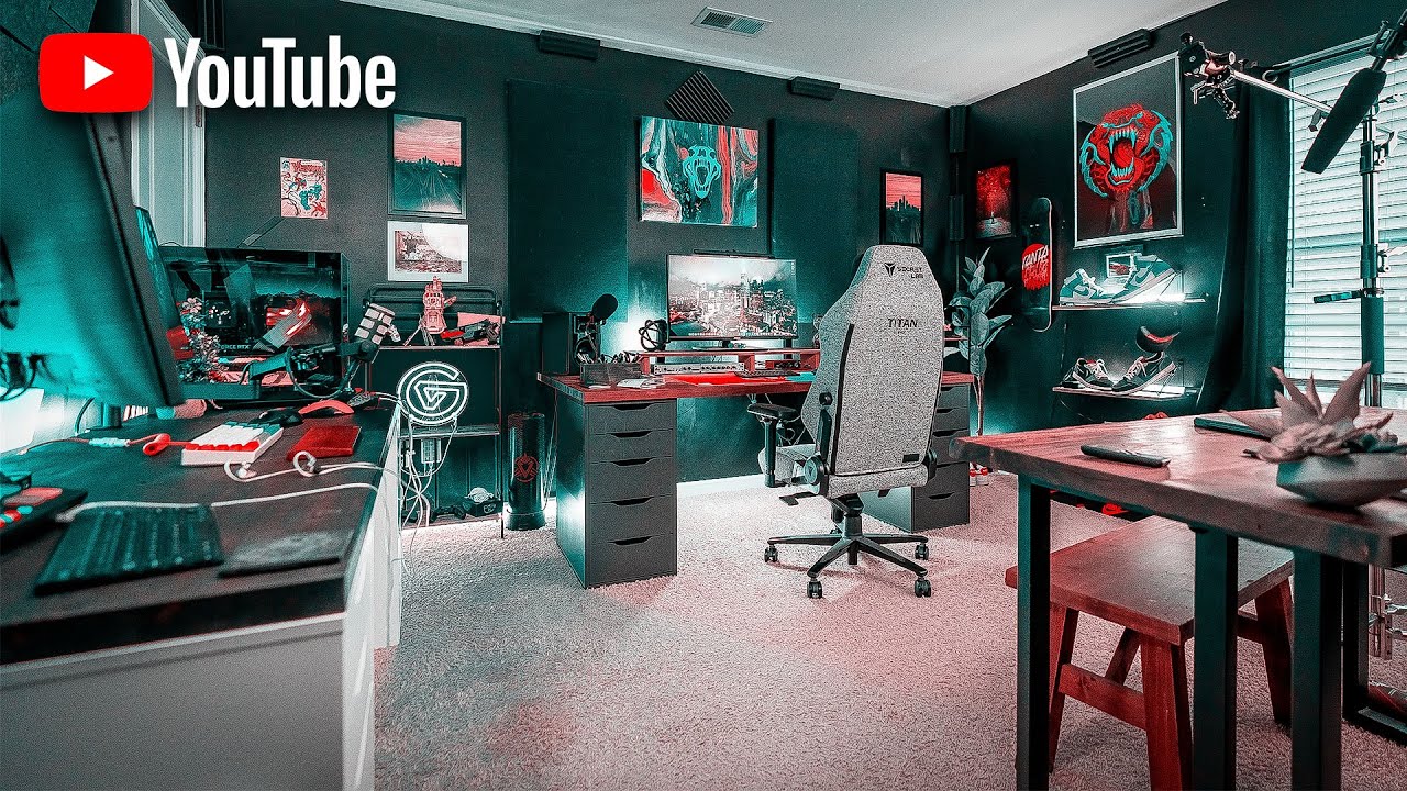 I Built the DREAM YouTube Studio Setup | Cozy Home Office Gaming Setup Tour