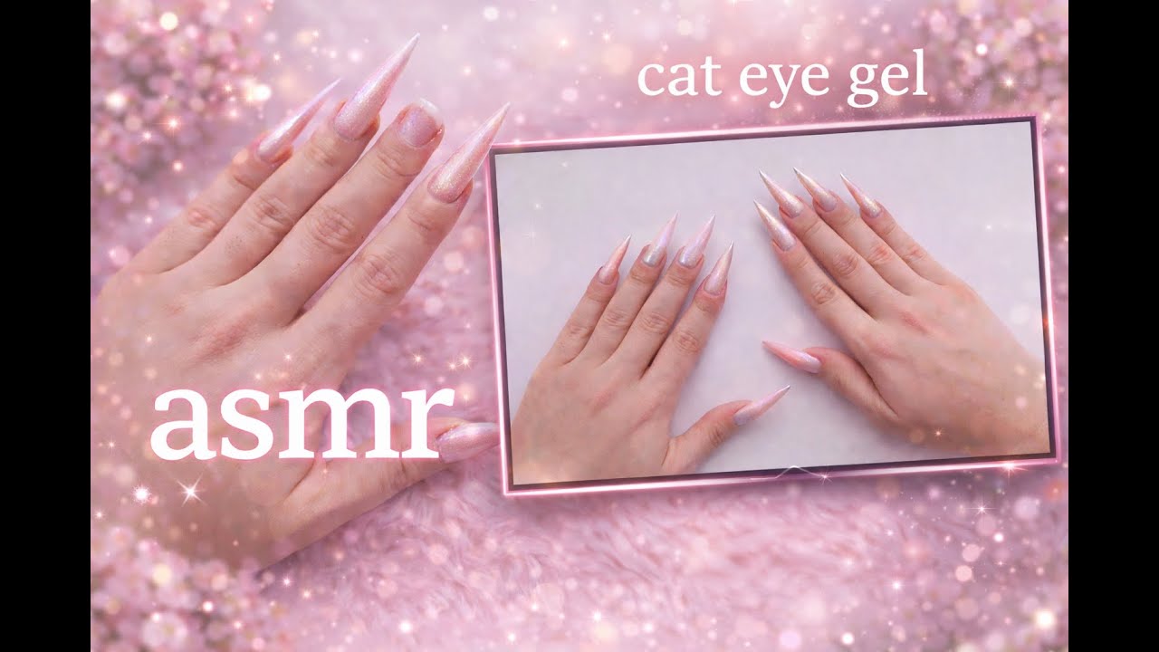 ASMR Cat Eye Gel Nails | DIY Nail Tutorial | My First Video | AuraASMR