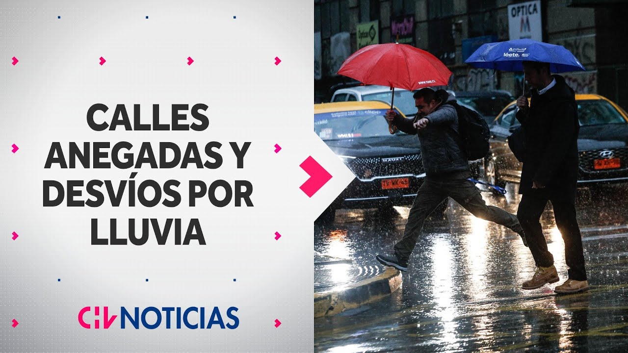 LOS ESTRAGOS de la fuerte lluvia en Santiago: Calles anegadas, buses desviados y semáforos apagados