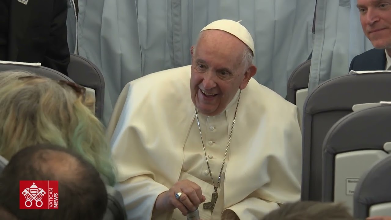 IN-FLIGHT PRESS CONFERENCE, Papal flight from Hungary  Sunday, 30 April 2023